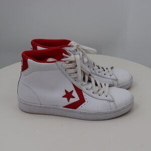 Converse Leather Red and White High Tops Size 8 Men's